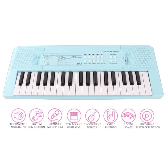 Teclado Musical, Piano Eléctrico Portátil Con 37 Teclas Para Principiantes, Juguete Educativo Con Fuente De Alimentación Dual Para Niños Con Micrófono Piano De Grabación