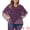 Purple, variant on Women's Plus V Neck Flowy Double Layered Chiffon Blouse 2X Black
