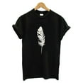 thumbnail image 3 of USSUMA Womens Summer Tops and Blouses Trendy Summer Shirts for Women Feathers Printed Short Sleeve T Shirt Casual Loose Tops Juniors Tees Graphic Tees, 3 of 4