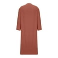 thumbnail image 4 of Womens Fashion SSAAVKUY Men's Long Sleeve Loose Fit Buttons V-Neck Linen Kaftan Thobe Long Dress with Side Pockets Orange 12, 4 of 4