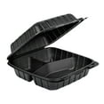 thumbnail image 4 of Thermo Tek 28 oz Black Mineral-Filled Plastic Clamshell Container - 3 Compartments - 8" x 8" x 3" - 100 count box, 4 of 10