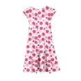 thumbnail image 4 of Tisuna Girls Summer Dress Floral Print Short Sleeve Crew Neck Dresses Fashion Comfortable Little Youth Girls Festival Party Playwear Dress Pink Size 14-15 Years, 4 of 5