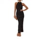 thumbnail image 3 of Vestido de Fiesta para Mujer, con Cuello Halter, Sin Mangas, con Abertura, Textura, Espalda Descubierta, Corte Entallado, Fruncido, Midi, para Cóctel Negro M, 3 of 10