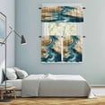 thumbnail image 5 of Teal Brown Kitchen Curtains Sets for Windows 36 Inch Length, Abstract Art Modern Water Ripple Rod Pocket Window Treatments Tier Curtains and Valances Set for Bedroom/Bathroom, 5 of 8