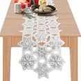 thumbnail image 4 of OVZME Christmas Snowflakes Table Runner 90 inches Long, Metallic Embroidered Cutwork Sparkle Silver Table Runners Luxury Holiday Tabletop Collections Farmhouse Winter Table Centerpieces,13x90 Inch, 4 of 6