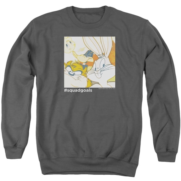 Trevco Sportswear LT219-AS-6 Looney Tunes Squad Goals Adult Crewneck Sweatshirt, Charcoal - 3X
