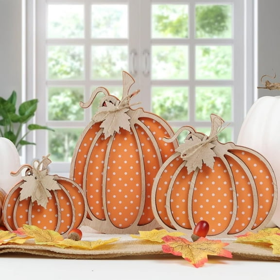 3-Size Wooden Autumn Pumpkin Set - Enchanting Home Decor