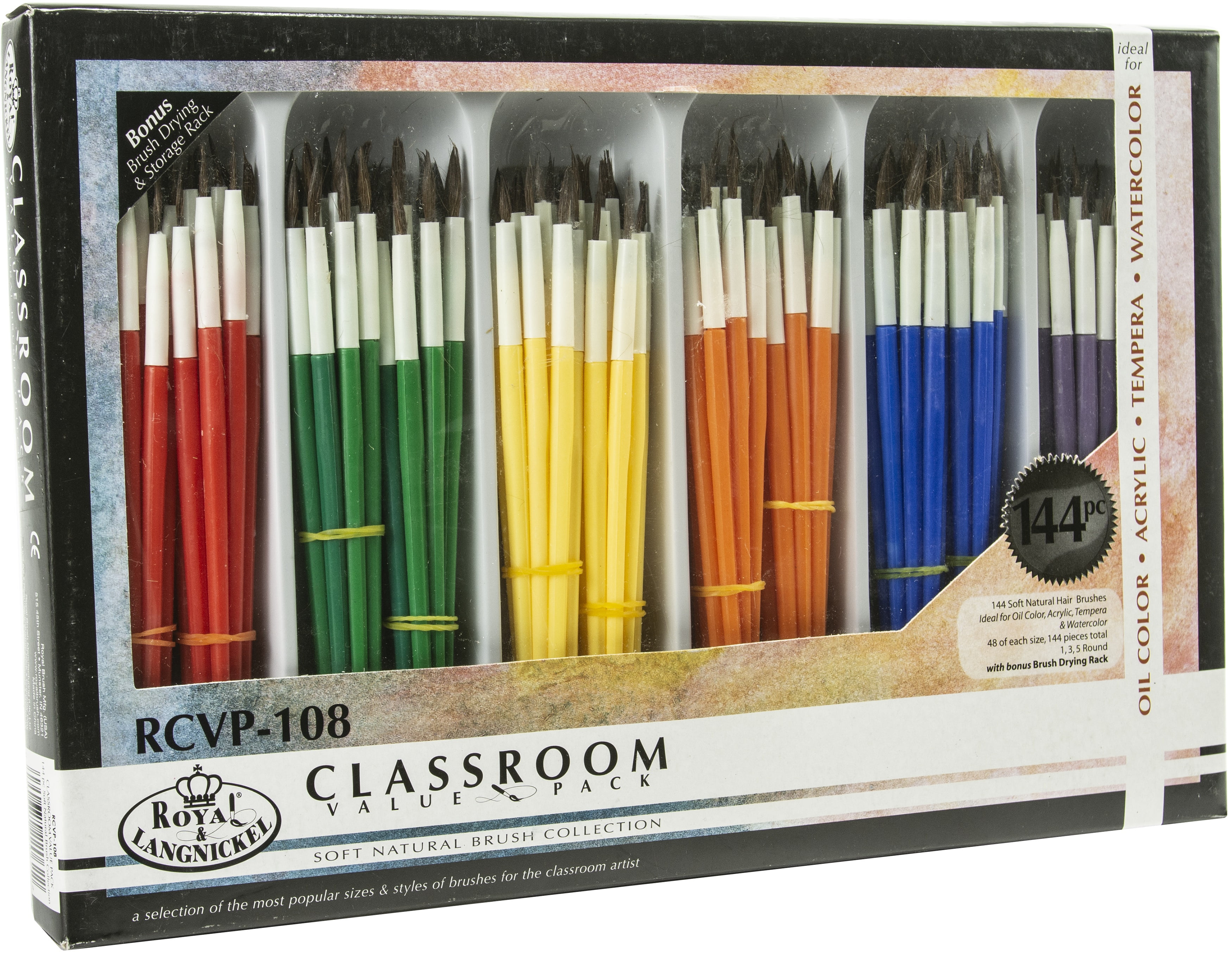 Royal & Langnickel Soft Natural Hair Paint Brushes 144pc