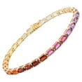 thumbnail image 3 of 14 Karat Yellow Gold Plated 5X3 MM Octagon Rainbow Gemstones Pride Tennis Line Bracelet Rainbow Lab Sapphire Tennis Bracelet, Silver rainbow sapphire tennis bracelet, Ombre Bracelet For Women, 3 of 7