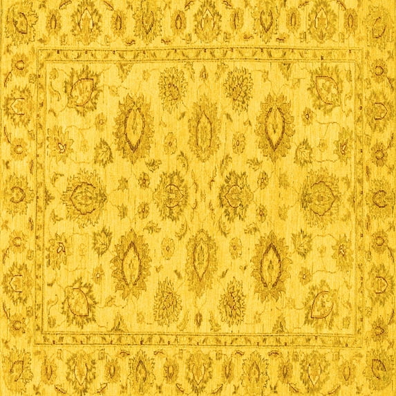 Ahgly Company Machine Washable Indoor Square Abstract Yellow Modern Area Rugs, 4' Square