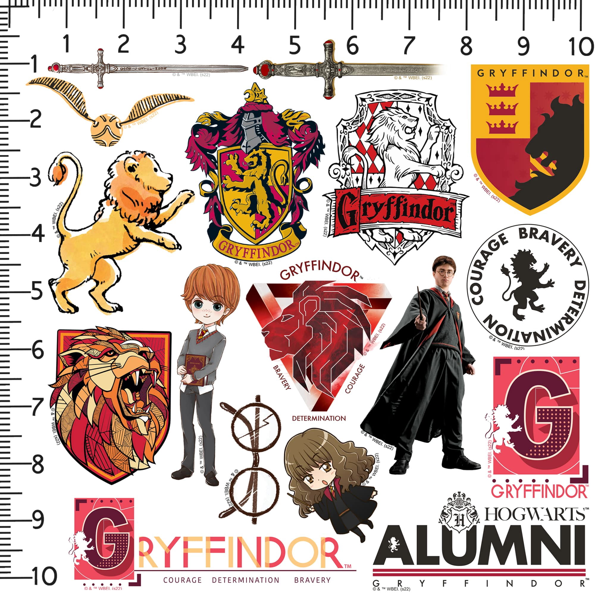 Harry Potter Gryffindor Theme 200ct Vinyl Decals  House Crests, Lion Symbols & Characters for Laptop, Water Bottle, Scrapbooking, Tablet, Indoor & Outdoor