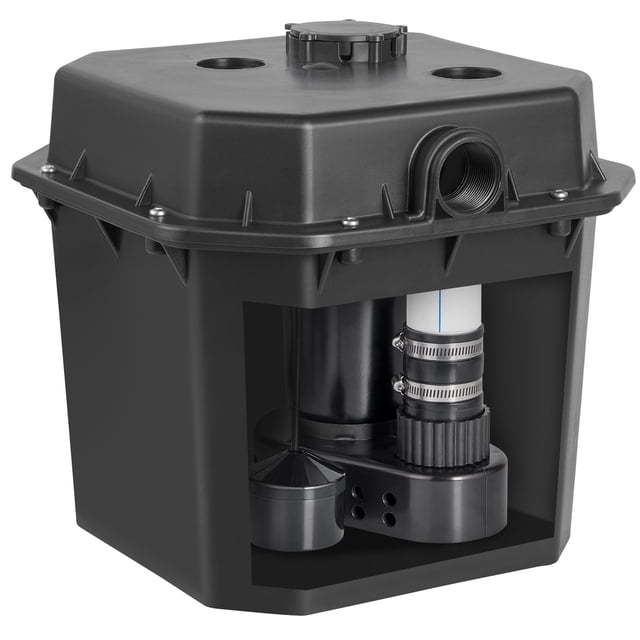 Bomba para fregadero de uso general VEVOR, 1/2 HP, 120 voltios, flujo de 3500 GPH, cabezal de 28 pies, sistema de bomba de sumidero debajo del fregadero con recipiente de 6 galones
