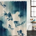 thumbnail image 2 of Navy Blue Fish Shower Curtain, Waterproof Shower Curtains for Bathroom, Nautical Coastal Summer Ocean Modern Rustic Washable Fabric Bathtub Curtain Set Bath Decor with 12 Hooks Standard 72"x72", 2 of 8