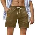 thumbnail image 3 of VBTAPA Linen Shorts for Men Drawstring Beach Shorts Lightweight Breathable Casual Summer Shorts with Pockets Army Green M, 3 of 10