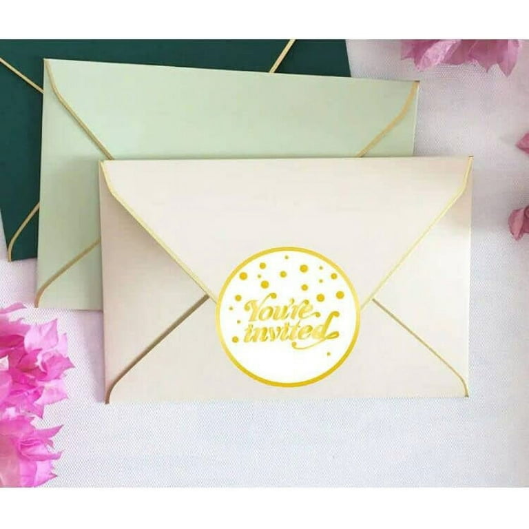 You are Invited Stickers,Gold Round Wedding Favor Stickers,2 inch Invitation  Card Decals for Envelope Seals 160 Pcs 