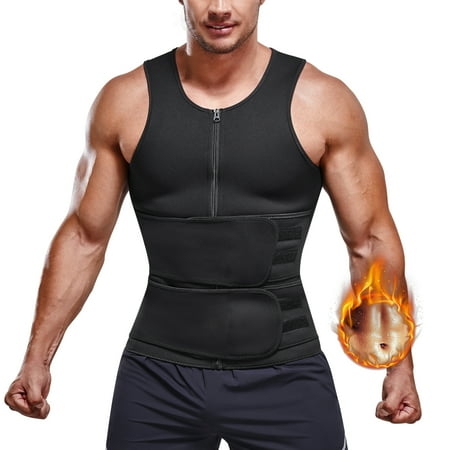 

KUMAYES Sauna Suit for Men Waist Trainer Neoprene Sweat Vest with Adjustable Waist Trimmer Sauna Belt