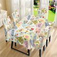 thumbnail image 3 of TSOVTHRID Floral Geometric Patchwork Print 5-Piece Tablecloth and Chair Covers Set, Stretchable Washable Spandex Table Cloth with Dinning Chair Cover for Home, Hotel, Banquet, Wedding, Party Decor, 3 of 7