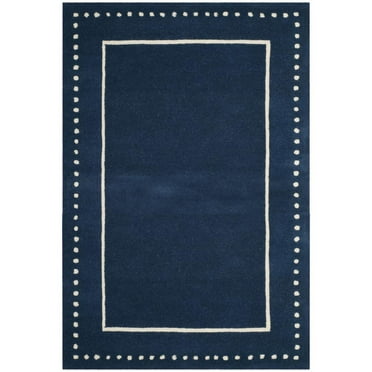 SAFAVIEH Bella Danita Bordered Wool Area Rug, Navy Blue/Ivory, 4' x 6'