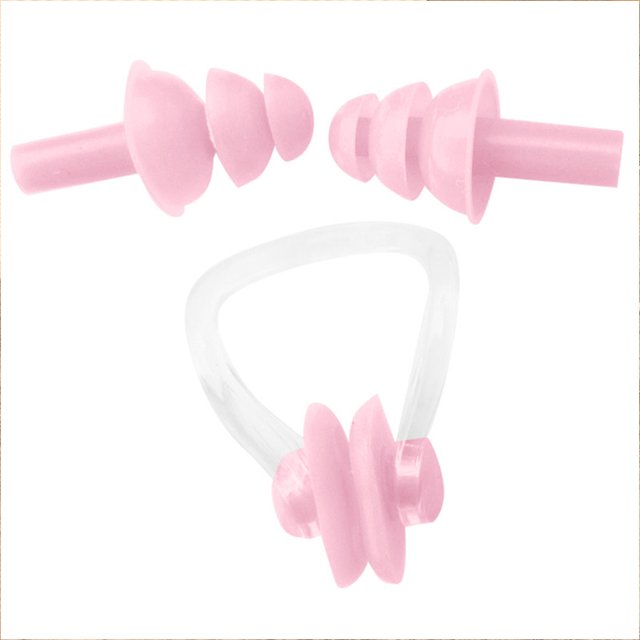 Baohd Waterproof Nose Clip Swimming Non-slip Earplug Ear Protector Accessories Pink 1Set
