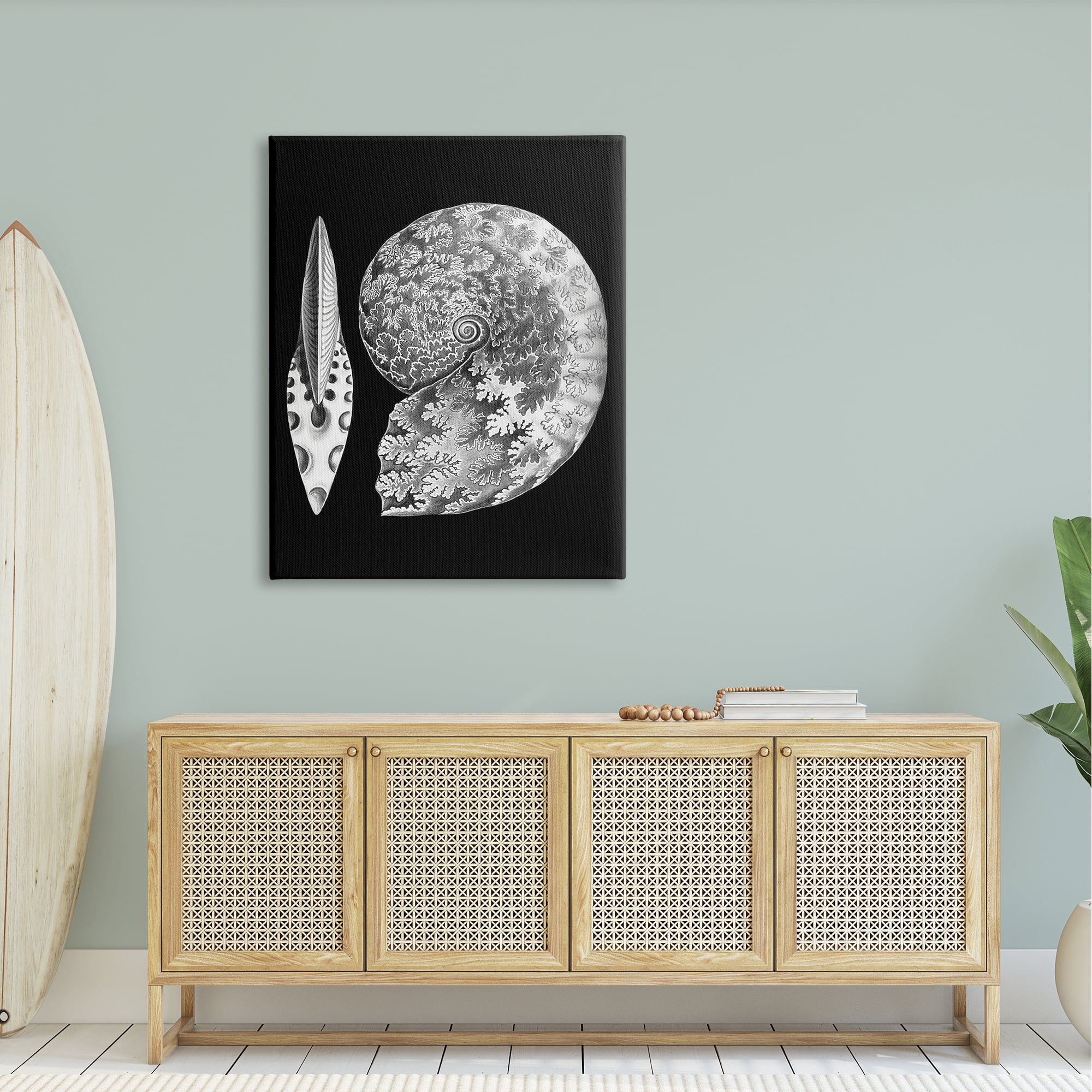 Stupell Industries Detailed Patterned Nautilus Spiral Seashell Modern Design Graphic Art Gallery Wrapped Canvas Print Wall Art, Design by Graffitee Studios