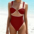 thumbnail image 2 of Enjoytime One Piece Swimsuit Women Patchwork High Wasited Tummy Control Bathing Suits Adjustable Strap Cutout Modest Bikini Set, 2 of 4