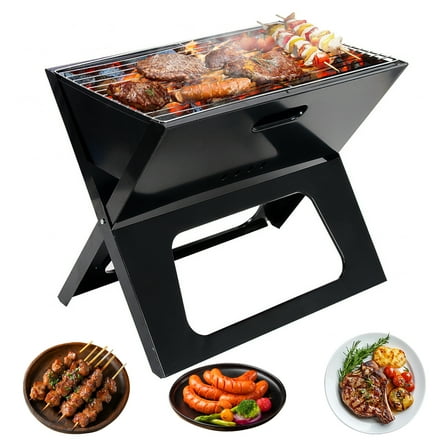 INTELIVE 17.5in Folding Camping Barbecue Grill, Portable Charcoal Grill, Foldable Camping Grill for Outdoor Barbecue Picnic