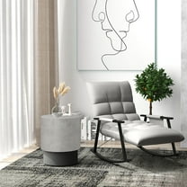 HOMCOM Concrete End Table, Round Side Table with Wood Grain Finish, Indoors and Outdoors Use, Gray