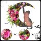 thumbnail image 3 of 2024 Nueva corona de Halloween, coronas de gato negro de luna de Halloween con luces, decoración del hogar para colgar, corona de gato negro de luna de flores, decoración de pared de fiesta para el ho, 3 of 7
