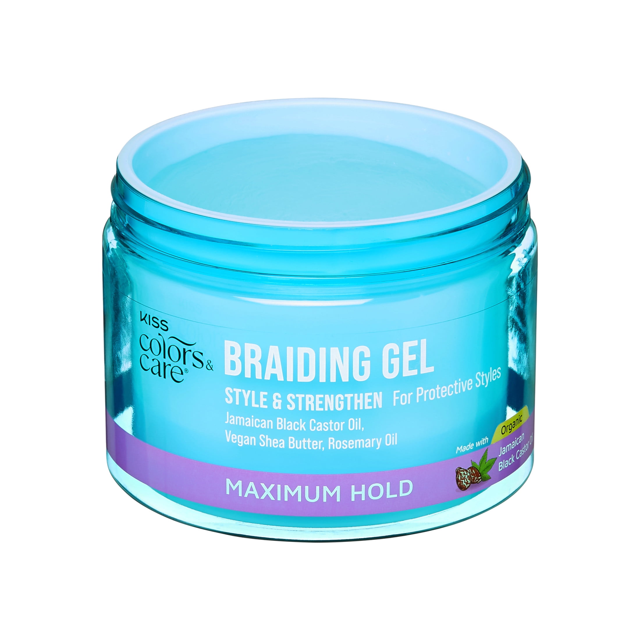 Kiss Colors & Care Braiding Hair Styling Gel, Level 7 Maximum Hold for Textured Hair, 6 oz