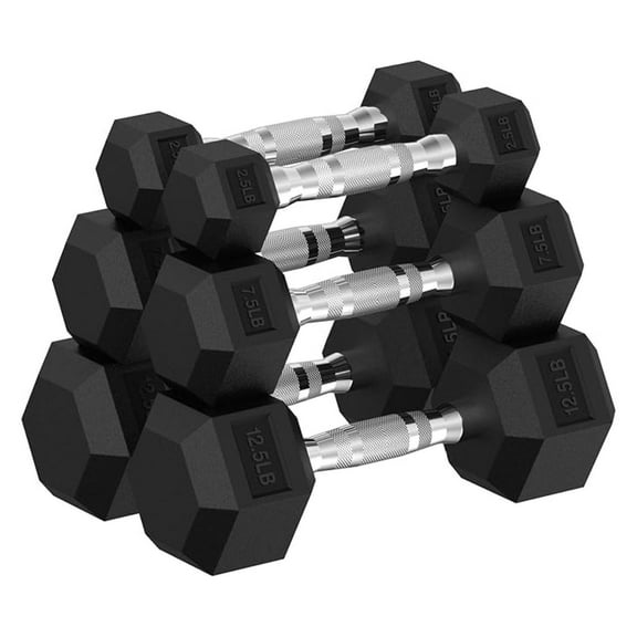 Hex Dumbbell Set, 30-480 lb Set Rubber Encased Exercise & Fitness Dumbbells, Weights Dumbbells Set, Hand Weight for Strength Training