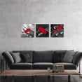 thumbnail image 4 of 3-Piece Red Feather Canvas Wall Art Set Black and White Abstract Decor Stretched Framed Ready to Hang Modern Home Decoration Paintings for Living Room Bedroom Office, 4 of 6