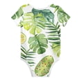 thumbnail image 2 of Palm Tree Leaves Lemons Watercolor Pure Cotton Bodysuit Short Sleeve Pajamas One-Piece Romper Unisex 6M, 2 of 6