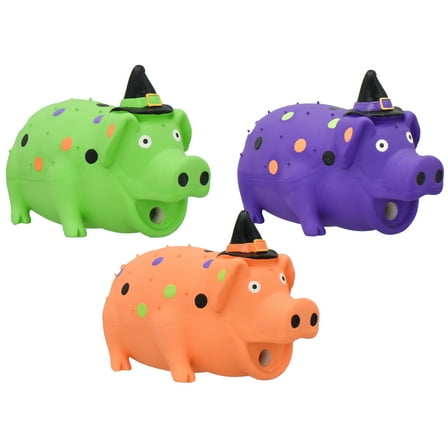 Multipet Halloween Globlet with Witch Hat Latex Dog Toy, Assorted Colors