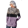 thumbnail image 2 of Womens Color Block Leopard Camo Patchwork Hoodie Sweatshirt Drawstring Pullover Tops with Pocket, 2 of 4