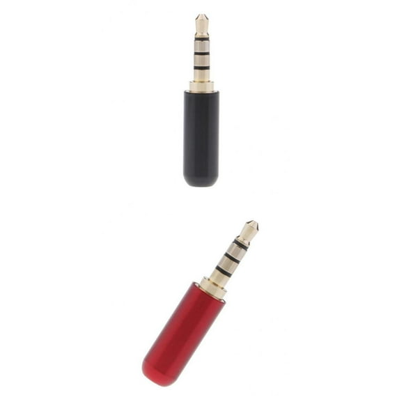 Cantidad 2 4 Polos 3.5mm 1/8 " Auriculares Plug Audio Soldadura Rojo + Negro
