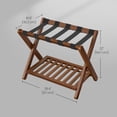 thumbnail image 4 of LEDREM Solid Wood Luggage Rack with Storage Shelf, Foldable Suitcase Stand No Assembly Required for Guest Room Hotel Bedroom, Coffee Brown, 4 of 6