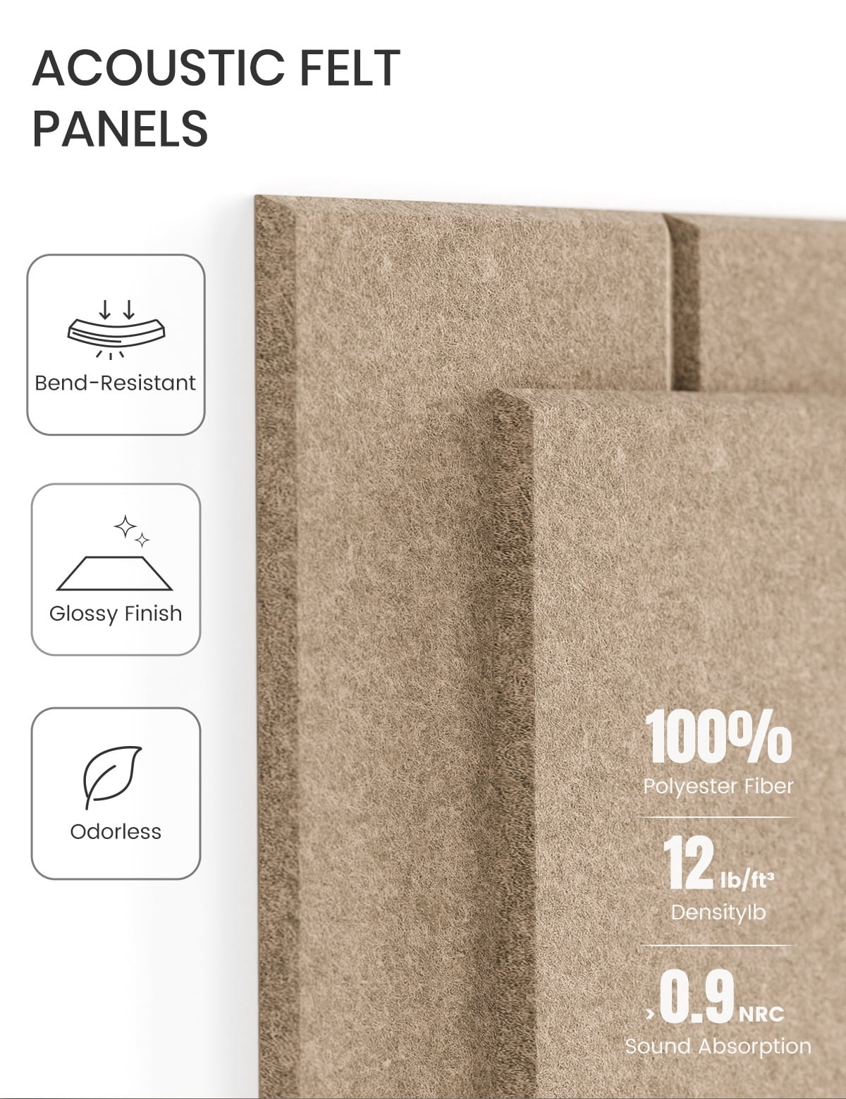 Fluxynara Large Felt Bulletin Board 36"x24" Cork Board Alternative - 6 Pack with 40 Safe Removable Adhesive Tabs, Cork Boards for Walls Felt Board for Home Office Classroom Pin Board-Taupe