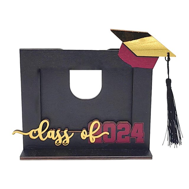 Marco de fotos de graduación de Esquirla, adorno de escritorio, soporte de exhibición de fotos de recuerdo, marco de fotos de madera de 2024 para escuela primaria, color negro