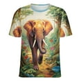 thumbnail image 5 of Colorful Elephant Flower Womens Tops Women's Fashion Casual Short Sleeve Flower Print Round Neck Pullover Top Blouse, 5 of 6