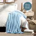 thumbnail image 3 of Bare Home Microplush Fleece Blanket - 300 GSM - Fuzzy Microfleece - Soft & Plush - Twin/Twin XL, Light Blue, 3 of 10