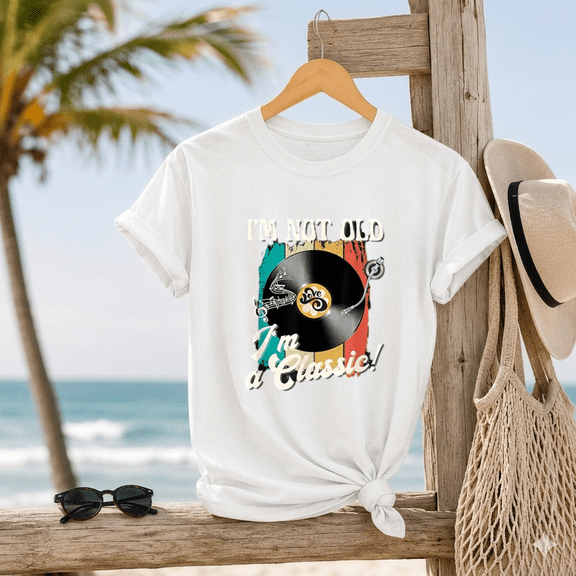 Retro Vinyl Record Player Audio Tee Milestone Birthday Outfit Unisex T-Shirt, up to size 5XL