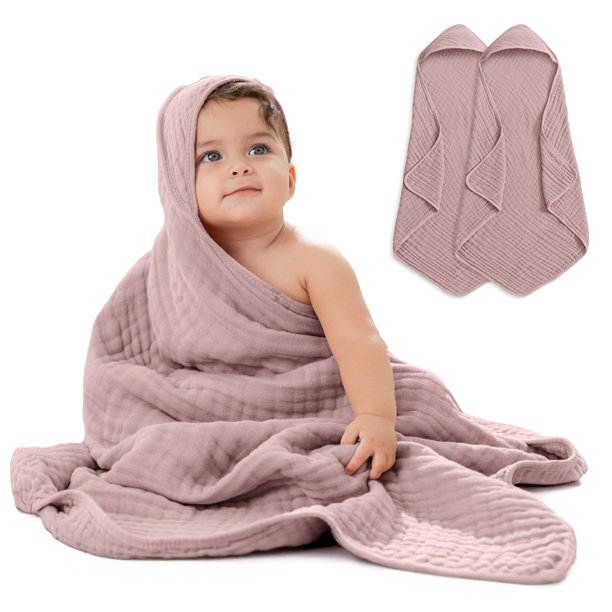 Toalla con Capucha para Bebé Paquete de 2 Comfy Cubs 81x81 cm Algodón de 6 Capas