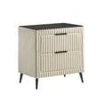 thumbnail image 4 of Modern Cream Corduroy King Bed Set with Wingback Headboard & 2 Nightstands, Wood Slat Support, 4 of 4