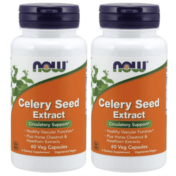 NOW Foods Celery Seed Extract 60 Vegetable Capsule 2 Packs