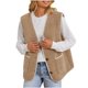 thumbnail image 3 of Chaquetas y abrigos casuales sin mangas y sin capucha para mujer, abrigo de bolsillo, chaqueta corta de invierno sin mangas de polar con botones, abrigo de poliéster liso para mujer, 3 of 7