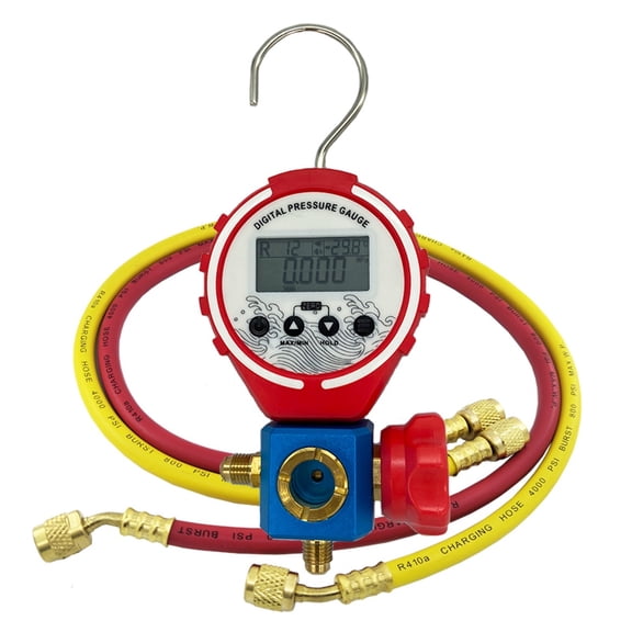 Pressure Gauge Refrigeration Digital Manifold Tester Vacuum Pressure Meter Temperature Tester Freon Pressure With Hose ,Easy to Use