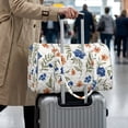 thumbnail image 3 of Garronmavis Large Quilted Duffle Bag for Women, Floral Weekender Travel Bag Overnight Bag with Zipper Pocket, Luggage Sleeve for Airplane Travel Multi-Use Carry On Shoulder Bag, 3 of 7