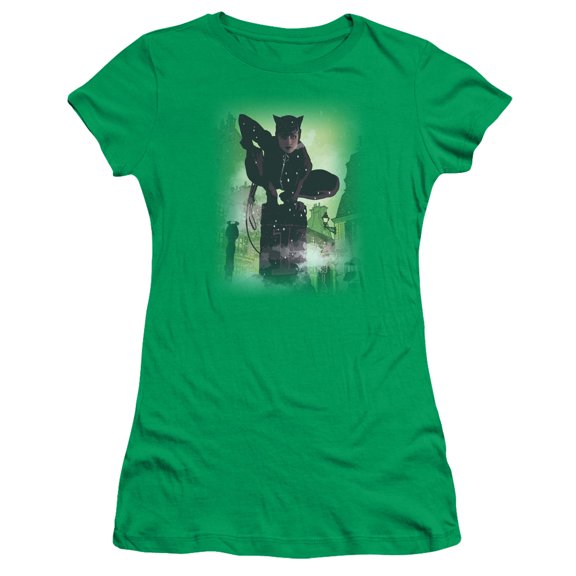 Batman Catwoman #63 Cover S/S Junior Women's T-Shirt Sheer Kelly Green