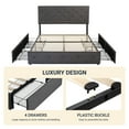 thumbnail image 4 of Sifurni King Size Upholstered Platform Bed Frame with 4 Drawers Storage and Diamond Stitched Button Tufted Headboard, Dark Grey, 4 of 5