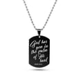 thumbnail image 1 of Porque por fe andamos, no por luz. Collar de acero inoxidable con colgante de salmo bíblico, etiqueta de metal negra, joyería, 10 unidades. Código de producto 47612 10, 1 of 3